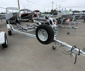 EZ Loader boat trailer with spare tire and galvanized frame available at Y Marina